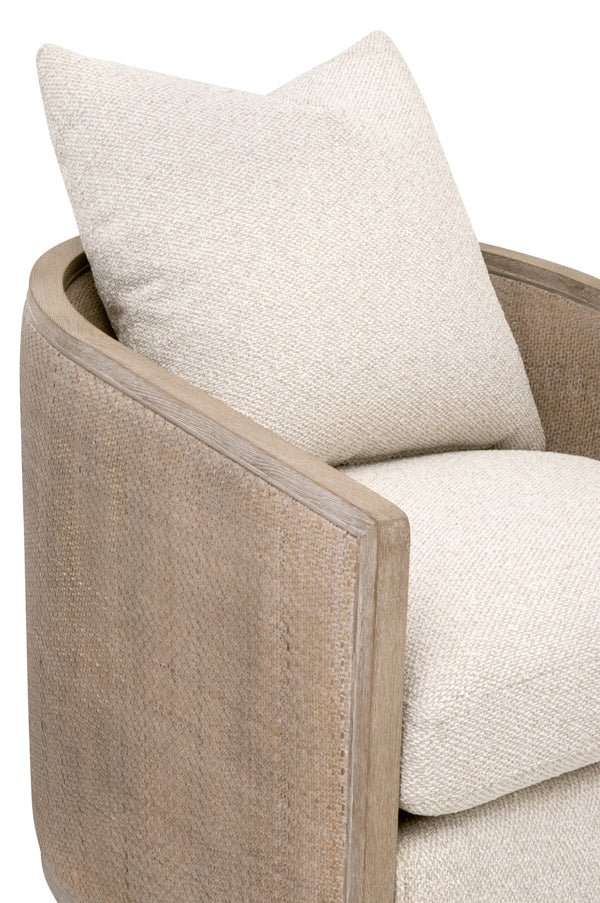 McGuire Swivel Club Chair LiveSmart Gellar-Linen, Natural Gray Oak & Cane 6643.LGLIN/NG Essentials for Living