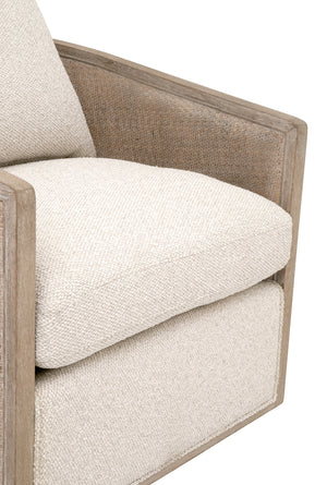 McGuire Swivel Club Chair LiveSmart Gellar-Linen, Natural Gray Oak & Cane 6643.LGLIN/NG Essentials for Living