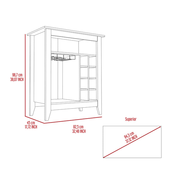 English Elm Essential Bar Cabinet with Six Built-in Wine Rack, Spacious Shelf, Drawer & Stylish Storage Appeal Black 41.7 L x 22.4 W x 6.7 H B07091856