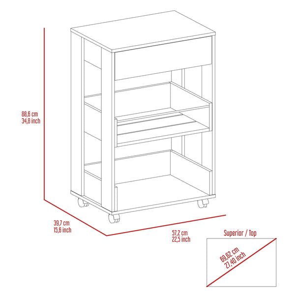 English Elm Verona Mobile Kitchen Cart with Three Shelves, Smooth Casters, White & Dark Walnut Finish, Compact Storage B07092116