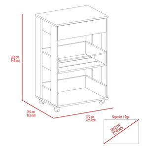 English Elm Verona Mobile Kitchen Cart with 3 Shelves & 4 Casters, White/Dark Walnut Countertop 27.4" B20092116