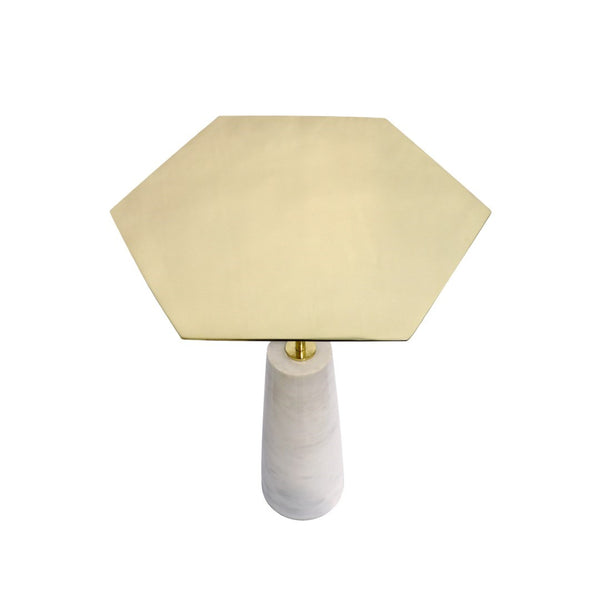 Pasargad Home Amara Marble & Stainless Steel Side Table - Unique Handcrafted Design For Any Space White Marble Psae-158