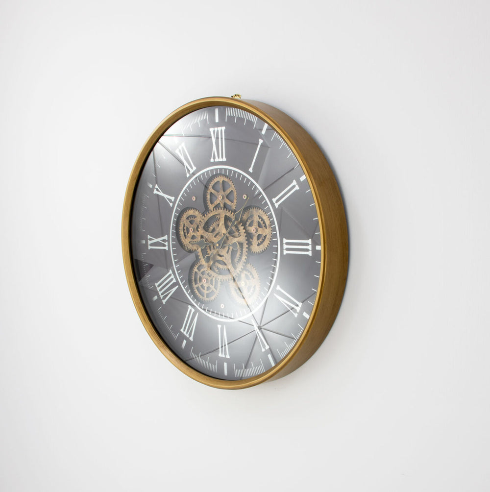 Zeugma Milan Wall Clock - Timeless Elegance With Antiqued Gold Frame And Intricate Bronze Skeleton Mechanism   23cf214-p