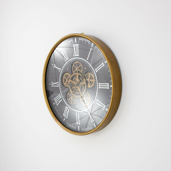 Zeugma Milan Wall Clock - Timeless Elegance With Antiqued Gold Frame And Intricate Bronze Skeleton Mechanism   23cf214-p