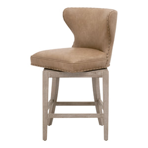 Essentials For Living Milton Swivel Counter Stool - Elegant Vegan Leather, Solid Ash Wood, And 180-degree Swivel Design Ivanhoe Toast,Natural Gray Ash Solid Ash Wood 6421-csup.Ivt-bt/Ng