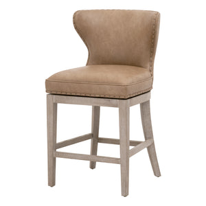 Essentials For Living Milton Swivel Counter Stool - Elegant Vegan Leather, Solid Ash Wood, And 180-degree Swivel Design Ivanhoe Toast,Natural Gray Ash Solid Ash Wood 6421-csup.Ivt-bt/Ng