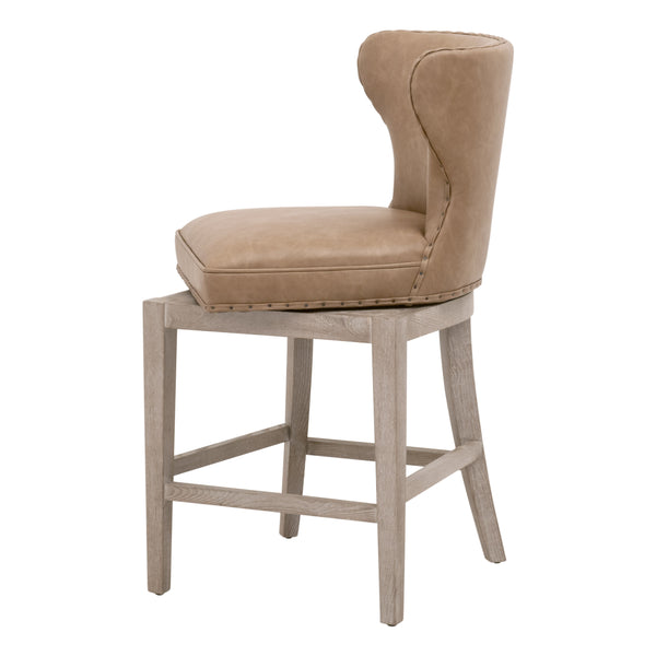 Essentials For Living Milton Swivel Counter Stool - Elegant Vegan Leather, Solid Ash Wood, And 180-degree Swivel Design Ivanhoe Toast,Natural Gray Ash Solid Ash Wood 6421-csup.Ivt-bt/Ng