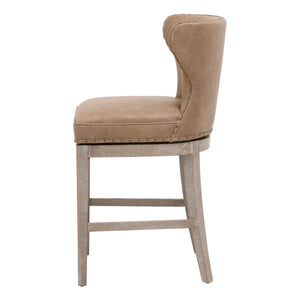 Essentials For Living Milton Swivel Counter Stool - Elegant Vegan Leather, Solid Ash Wood, And 180-degree Swivel Design Ivanhoe Toast,Natural Gray Ash Solid Ash Wood 6421-csup.Ivt-bt/Ng