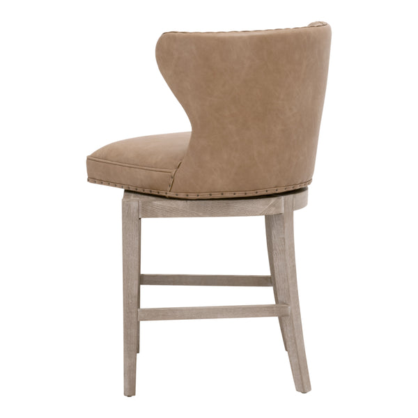 Essentials For Living Milton Swivel Counter Stool - Elegant Vegan Leather, Solid Ash Wood, And 180-degree Swivel Design Ivanhoe Toast,Natural Gray Ash Solid Ash Wood 6421-csup.Ivt-bt/Ng
