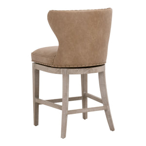 Essentials For Living Milton Swivel Counter Stool - Elegant Vegan Leather, Solid Ash Wood, And 180-degree Swivel Design Ivanhoe Toast,Natural Gray Ash Solid Ash Wood 6421-csup.Ivt-bt/Ng