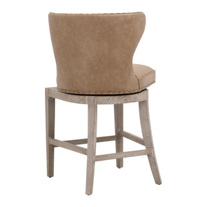 Essentials For Living Milton Swivel Counter Stool - Elegant Vegan Leather, Solid Ash Wood, And 180-degree Swivel Design Ivanhoe Toast,Natural Gray Ash Solid Ash Wood 6421-csup.Ivt-bt/Ng