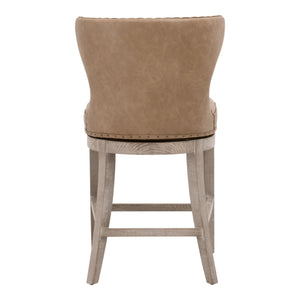 Essentials For Living Milton Swivel Counter Stool - Elegant Vegan Leather, Solid Ash Wood, And 180-degree Swivel Design Ivanhoe Toast,Natural Gray Ash Solid Ash Wood 6421-csup.Ivt-bt/Ng