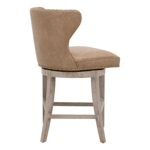 Essentials For Living Milton Swivel Counter Stool - Elegant Vegan Leather, Solid Ash Wood, And 180-degree Swivel Design Ivanhoe Toast,Natural Gray Ash Solid Ash Wood 6421-csup.Ivt-bt/Ng