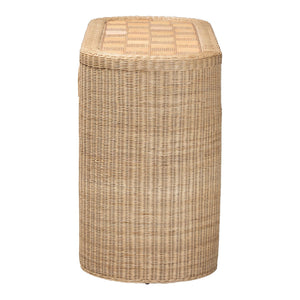 Bali & Pari Mimi Handcrafted Rattan Console Table with Geometric Woven Top
