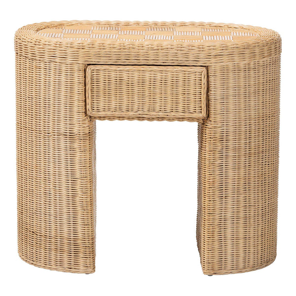 Bali & Pari Mimi Handcrafted Rattan End Table with Drawer Bohemian Accent