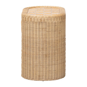 Bali & Pari Mimi Handcrafted Rattan End Table with Drawer Bohemian Accent