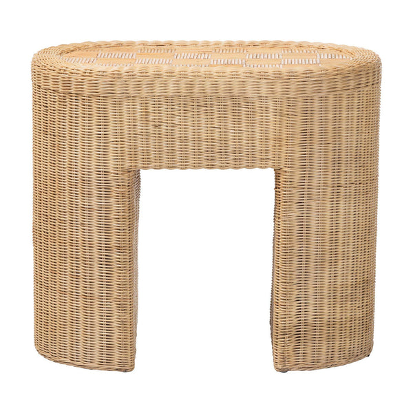 Bali & Pari Mimi Handcrafted Rattan End Table with Drawer Bohemian Accent