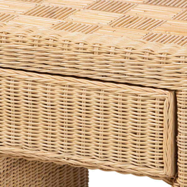 Bali & Pari Mimi Handcrafted Rattan End Table with Drawer Bohemian Accent