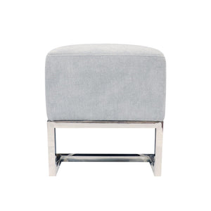 Pasargad Home Luxe Upholstered Bench – Elegant Ivory Seating With Sturdy Stainless Steel Legs Blue Polyester Y-1036b