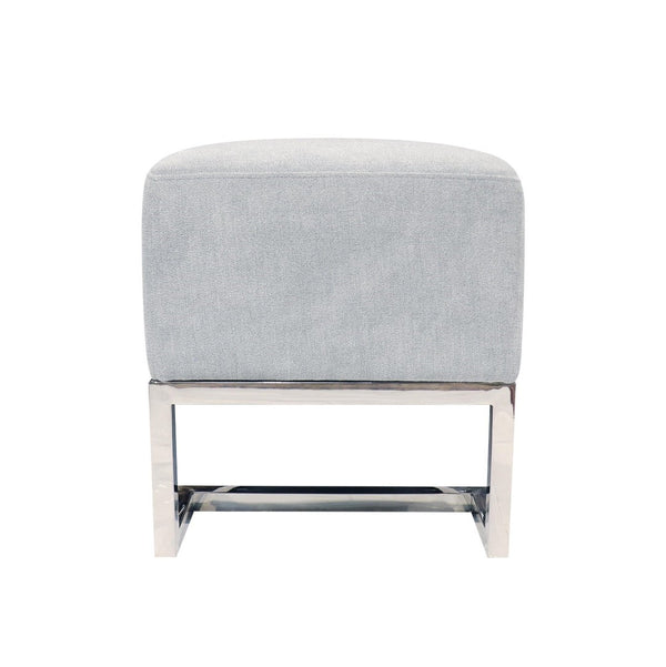 Pasargad Home Luxe Upholstered Bench – Elegant Ivory Seating With Sturdy Stainless Steel Legs Blue Polyester Y-1036b
