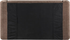 Meridian Furniture Modena Sculptural Queen Bed Plush Chenille Upholstered Curved Frame for Modern Bedroom Brown ModenaBrown-Q
