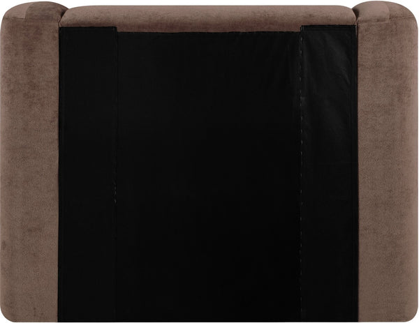 Meridian Furniture Modena Sculptural Chenille Twin Bed Curved Upholstered Frame for Modern Bedroom Decor Brown ModenaBrown-T