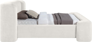 Meridian Furniture Modena Curved Chenille Upholstered King Bed with Sculptural Headboard for Modern Bedrooms Cream ModenaCream-K