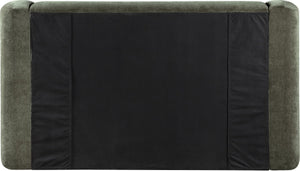 Meridian Furniture Modena Sculptural Chenille Upholstered Full Bed Curved Headboard for Modern Bedroom Style Green ModenaGreen-F