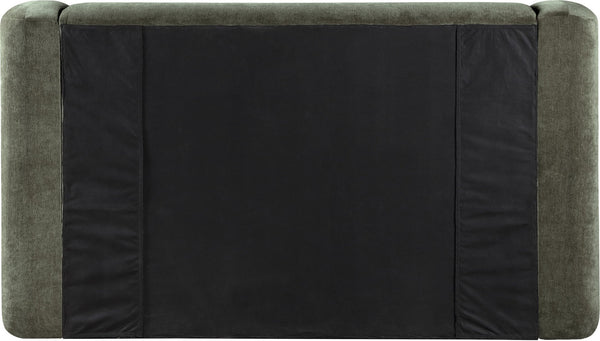 Meridian Furniture Modena Sculptural Chenille Upholstered Full Bed Curved Headboard for Modern Bedroom Style Green ModenaGreen-F