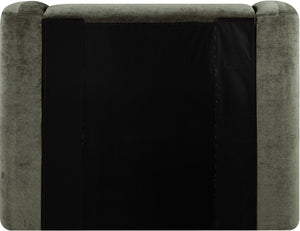 Meridian Furniture Modena Sculptural Chenille Twin Bed Curved Upholstered Frame for Modern Bedroom Decor Green ModenaGreen-T