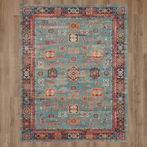 Karastan Rugs Zula Mombasa Machine Woven Printed Polyester Area Rug Aquamarine 8' x 10'