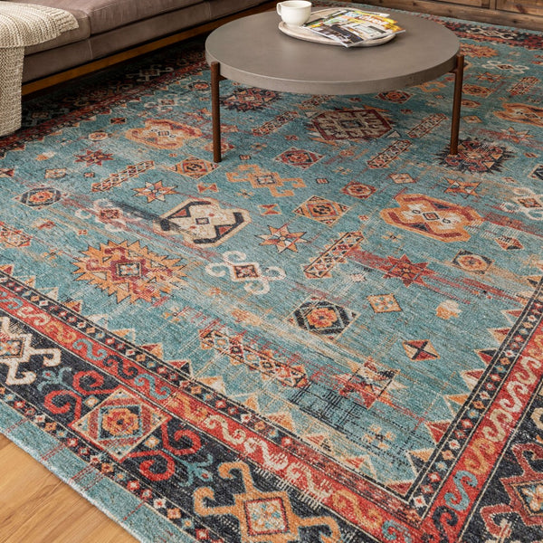Karastan Rugs Zula Mombasa Machine Woven Printed Polyester Area Rug Aquamarine 8' x 10'
