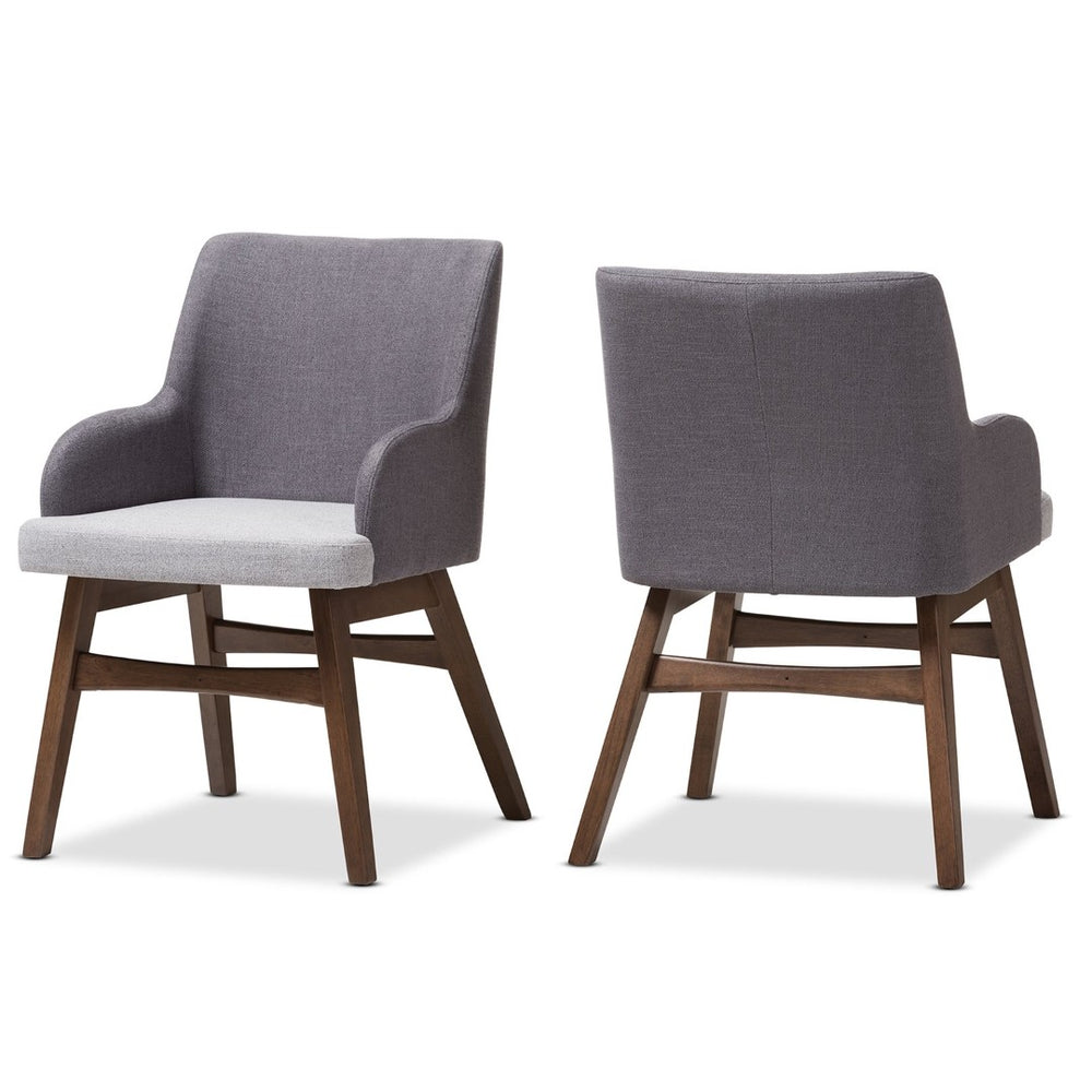 Baxton Studio Baxton Studio Monte Mid-Century Modern Two-Tone Grey Fabric Armchair Set for Stylish Dining Spaces Monte-Dark-Grey/Light-Grey-DC