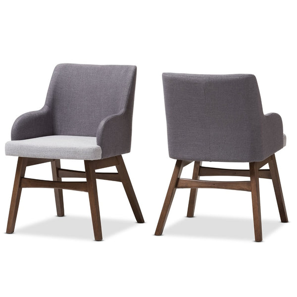 Baxton Studio Baxton Studio Monte Mid-Century Modern Two-Tone Grey Fabric Armchair Set for Stylish Dining Spaces Monte-Dark-Grey/Light-Grey-DC