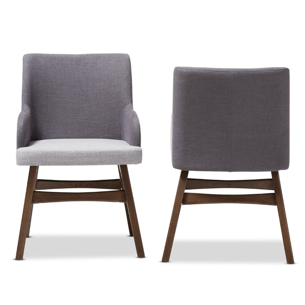Baxton Studio Baxton Studio Monte Mid-Century Modern Two-Tone Grey Fabric Armchair Set for Stylish Dining Spaces Monte-Dark-Grey/Light-Grey-DC