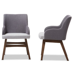 Baxton Studio Baxton Studio Monte Mid-Century Modern Two-Tone Grey Fabric Armchair Set for Stylish Dining Spaces Monte-Dark-Grey/Light-Grey-DC