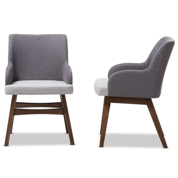 Baxton Studio Baxton Studio Monte Mid-Century Modern Two-Tone Grey Fabric Armchair Set for Stylish Dining Spaces Monte-Dark-Grey/Light-Grey-DC