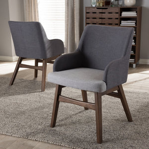 Baxton Studio Baxton Studio Monte Mid-Century Modern Two-Tone Grey Fabric Armchair Set for Stylish Dining Spaces Monte-Dark-Grey/Light-Grey-DC
