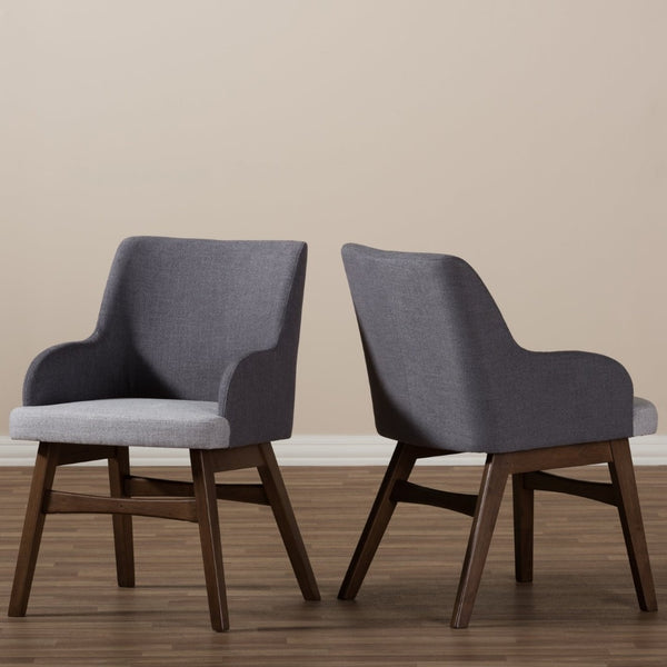 Baxton Studio Baxton Studio Monte Mid-Century Modern Two-Tone Grey Fabric Armchair Set for Stylish Dining Spaces Monte-Dark-Grey/Light-Grey-DC