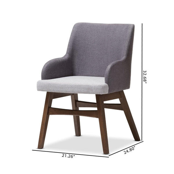 Baxton Studio Baxton Studio Monte Mid-Century Modern Two-Tone Grey Fabric Armchair Set for Stylish Dining Spaces Monte-Dark-Grey/Light-Grey-DC