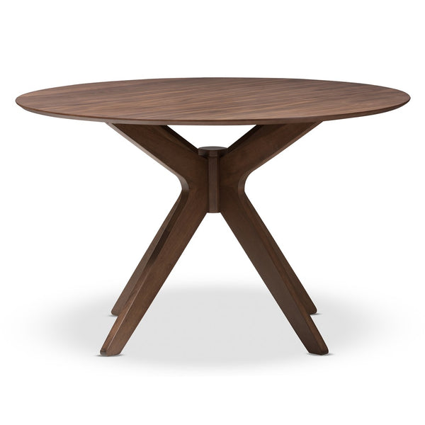 Baxton Studio Baxton Studio Monte Mid-Century Modern Round Dining Table - Stylish Walnut Centerpiece for Four Monte-Walnut-Round-DT