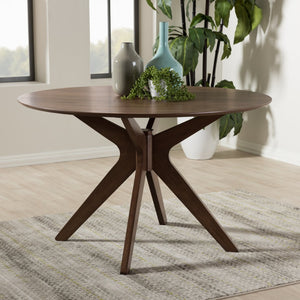 Baxton Studio Baxton Studio Monte Mid-Century Modern Round Dining Table - Stylish Walnut Centerpiece for Four Monte-Walnut-Round-DT