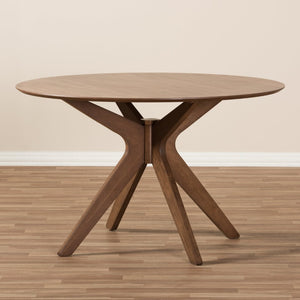 Baxton Studio Baxton Studio Monte Mid-Century Modern Round Dining Table - Stylish Walnut Centerpiece for Four Monte-Walnut-Round-DT