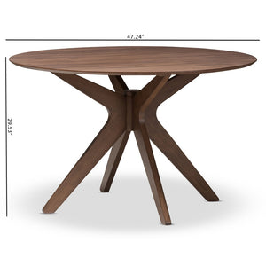 Baxton Studio Baxton Studio Monte Mid-Century Modern Round Dining Table - Stylish Walnut Centerpiece for Four Monte-Walnut-Round-DT
