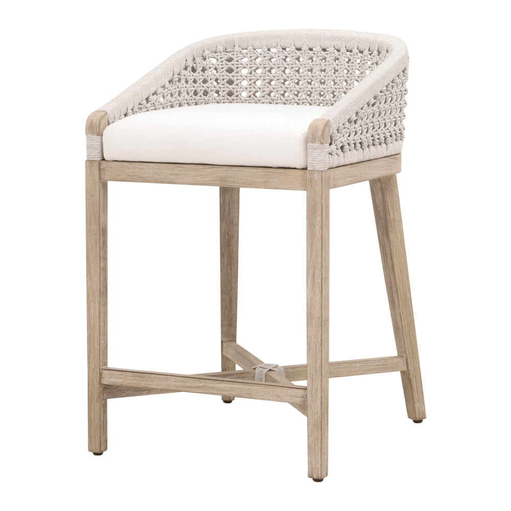 Essentials For Living Montecito Counter Stool - Coastal-inspired Design With Durable Rope Seat & Easy-clean Fabric Upholstery White Speckle Round Rope,Livesmart Peyton,Pearl,Natural Gray Mahogany Solid Mahogany Wood,Aluminum 6795cs.Wht/Lpprl/Ng