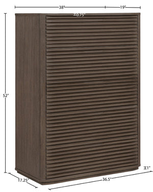 Meridian Furniture Morino Oak Veneer Chest of Drawers with Soft Close for Modern Bedroom Storage Brown MorinoBrown-CH