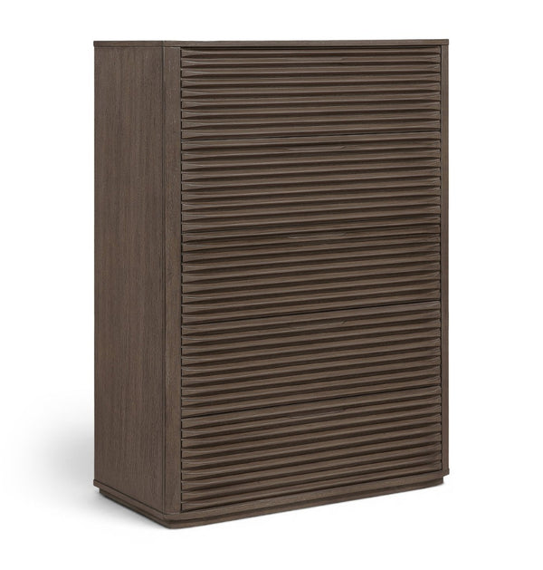 Meridian Furniture Morino Oak Veneer Chest of Drawers with Soft Close for Modern Bedroom Storage Brown MorinoBrown-CH
