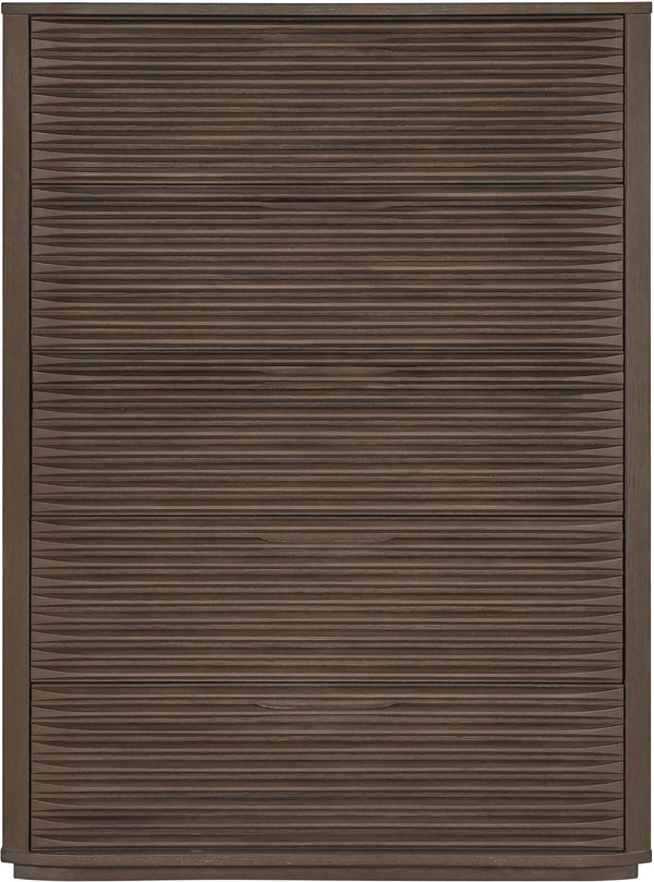 Meridian Furniture Morino Oak Veneer Chest of Drawers with Soft Close for Modern Bedroom Storage Brown MorinoBrown-CH