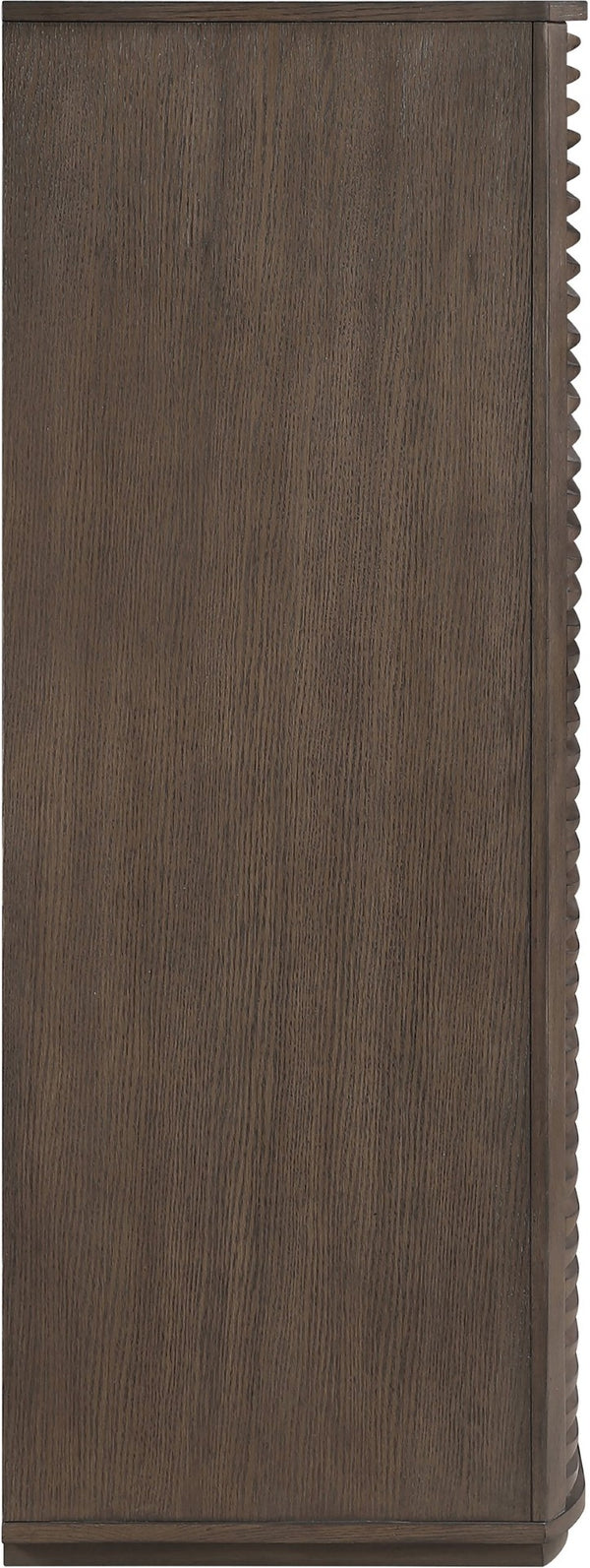 Meridian Furniture Morino Oak Veneer Chest of Drawers with Soft Close for Modern Bedroom Storage Brown MorinoBrown-CH