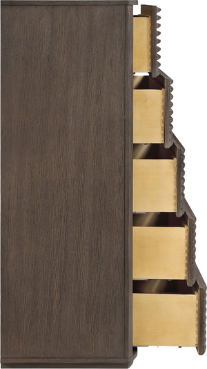 Meridian Furniture Morino Oak Veneer Chest of Drawers with Soft Close for Modern Bedroom Storage Brown MorinoBrown-CH